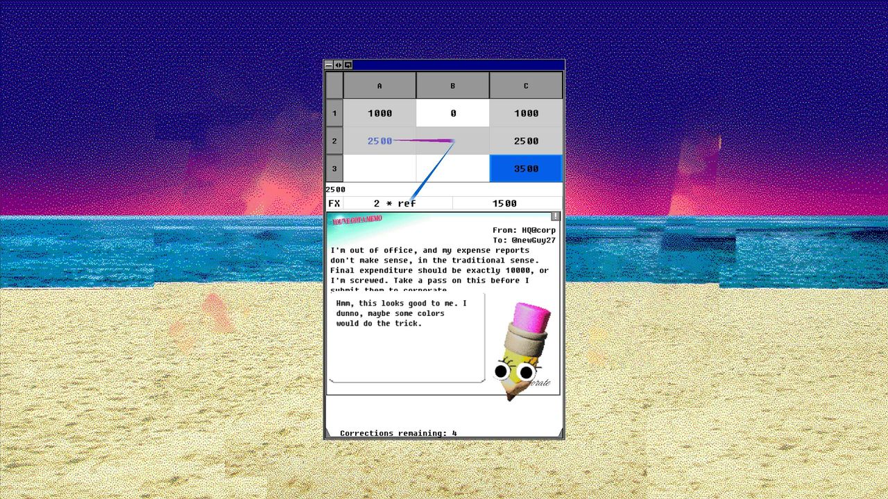 A screenshot from SpreadCheat that displays a spreadsheet with numbers. There's a pencil 'helper' character in the corner.